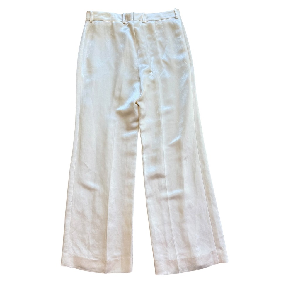 Celine Cream Linen Silk Wide Leg Trousers Pants Made in France Size 38 - Picture 2 of 10